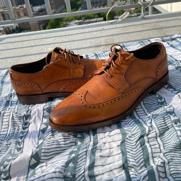 Cole Haan Men\'s Brown Wingtip Leather Oxford Dress Shoes Size